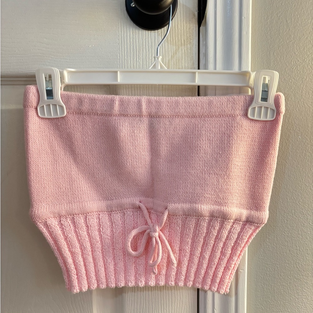 Beginning Boutique Pink Knit Shirt with Drawstring